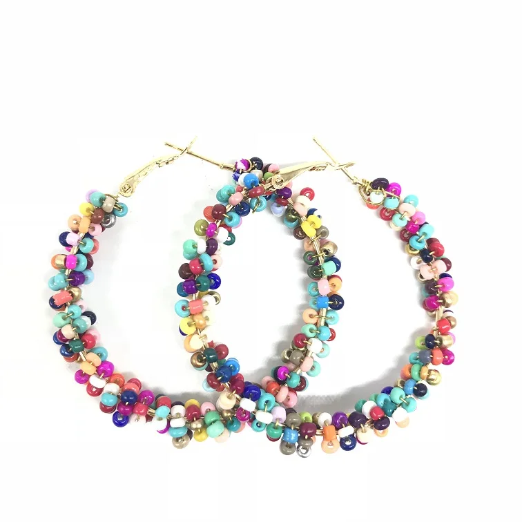 colorful WLP женские модные серьги Винтажные серьги в богемном стиле брендовые ювелирные изделия геометрический сплав покрытие простые серьги-кольца для женщин - Окраска металла: colorful