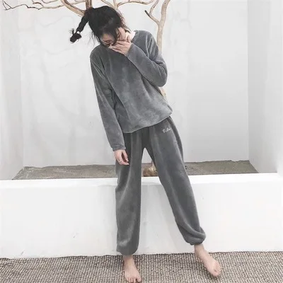 Новая зимняя одежда домашние пижамные комплекты коралловый флис повседневные теплые коралловые бархатные женские костюмы женские пижамные комплекты модная Пижама