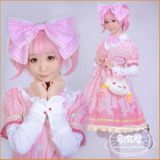 Горячее аниме Puella Magi Madoka Magica Косплей Kaname cos милое розовое платье для девочек в