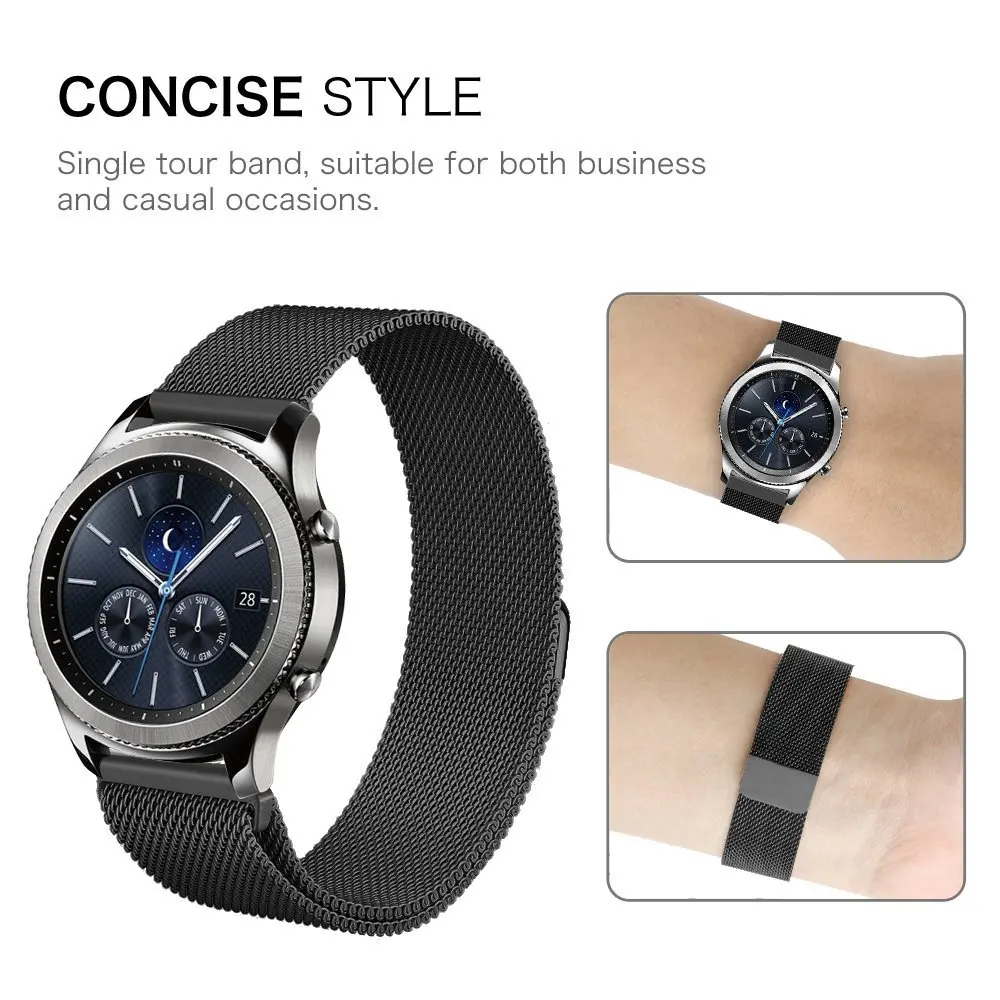 Миланский ремешок для samsung Galaxy active 42/46 мм gear s3 20 мм для S2 Classic watch gear S3 22 мм ремешок для часов 16 18 24 мм