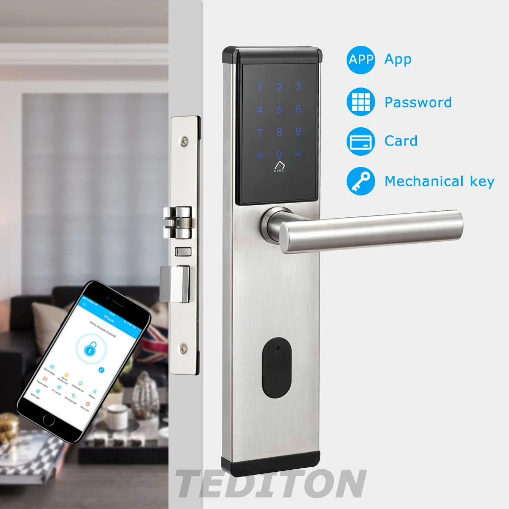 Электронный дверной замок, Смарт Bluetooth цифровое приложение Wifi клавиатура код без ключа дверной замок, пароль без ключа дверной замок электронный