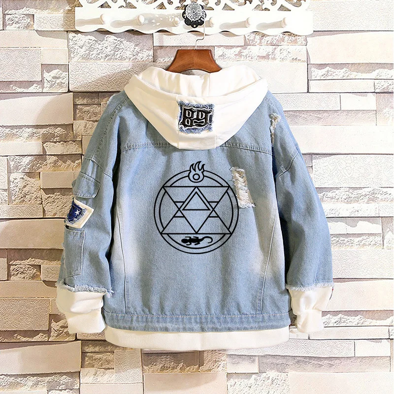 Джинсовая куртка Cosroad для косплея алхимика из цельнометаллического металла