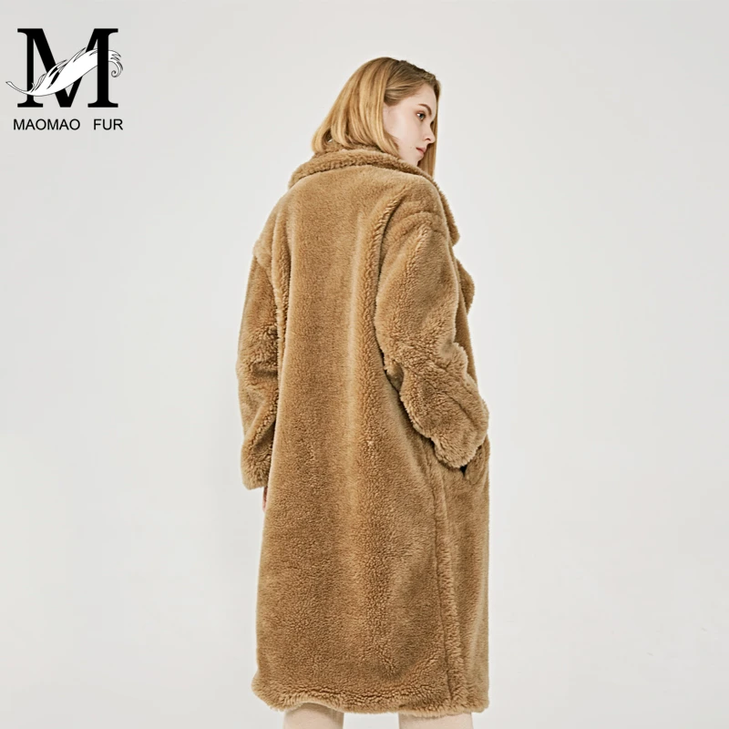 MAOMAOFUR натуральная шерсть Teddy Bear пальто Женская Зимняя мода натуральном овечьем меху Меховая куртка женские теплые ботфорты Костюмы; шерстяная Верхняя одежда для детей