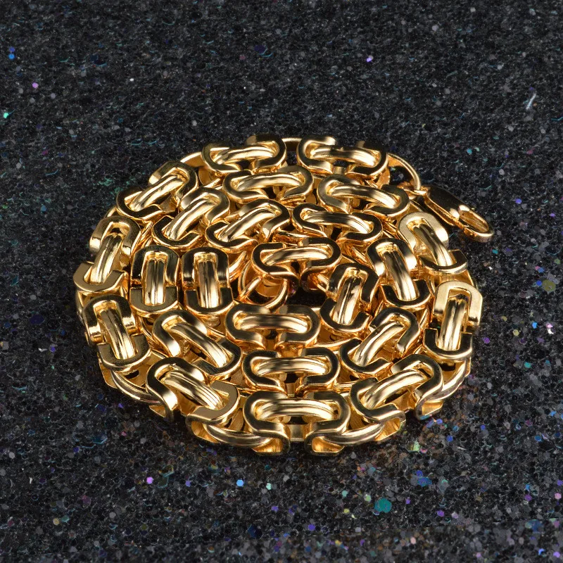 Золотая Византийская цепочка шириной 9 мм в стиле хип хоп медное ожерелье браслет