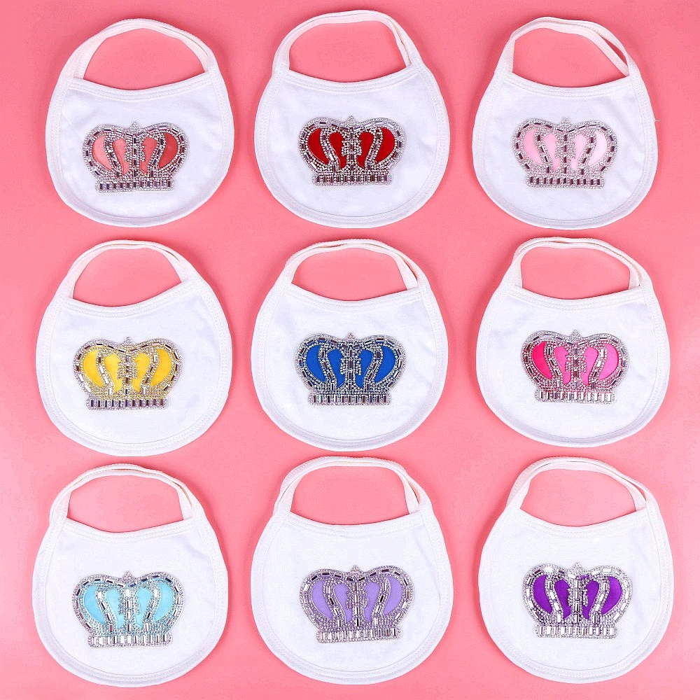 baby bibs burp cloths with rhinestone crown white color 100% cotton babador saliva towel | Детская одежда и обувь