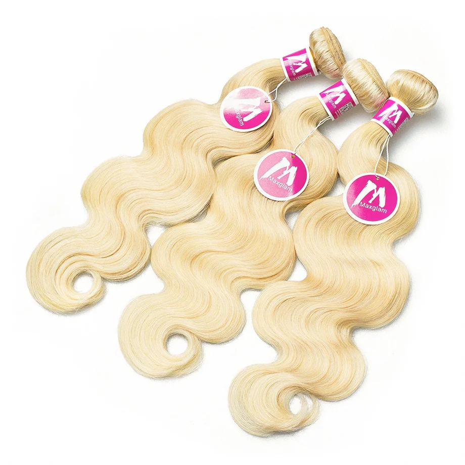 Maxglam блондинка 613 Связки Бразильский волнистые волосы Remy человеческие на Трессах