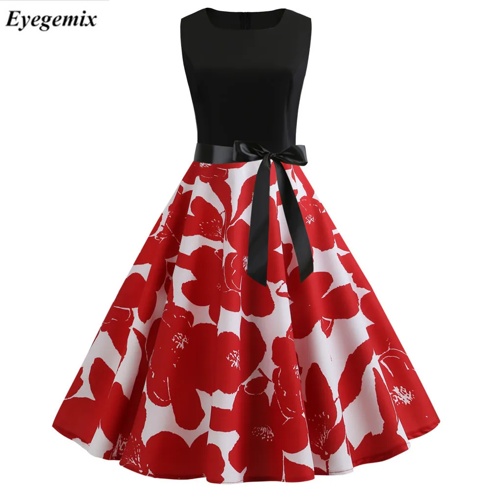 Летние платья женские 2020 повседневные Цветочные Ретро винтажные 1950s 60s Robe