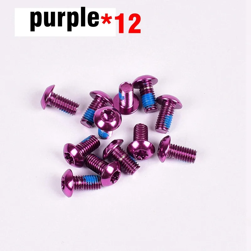 purple Дисковый винт для горного велосипеда T25 дисковые тормозные роторы болты M5* 10 мм MTB роторы из нержавеющей стали фиксированные винты 12 шт./лот Multcolor - Цвет: purple