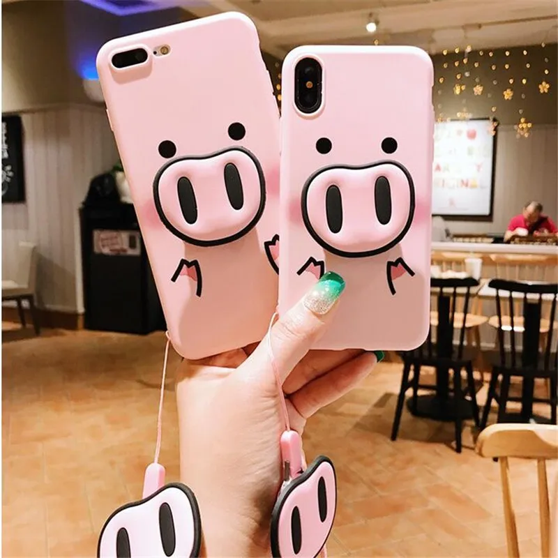 Funny Cartoon Pig Phone Case for Iphone X XS Max XR 7 6s 8 Plus Cover Cute Nose Stand Holder Soft Cases Capa |