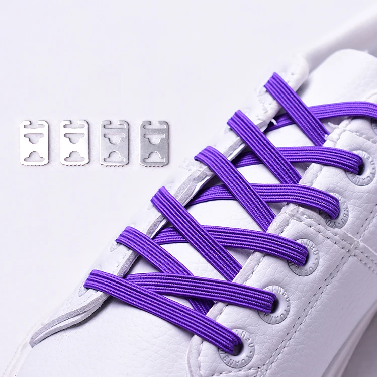 Purple Новые эластичные радужные шнурки без шнурков, шнурки для кроссовок, шнурки для детей и взрослых, быстро тянущиеся шнурки на плоской подошве - Цвет: Purple