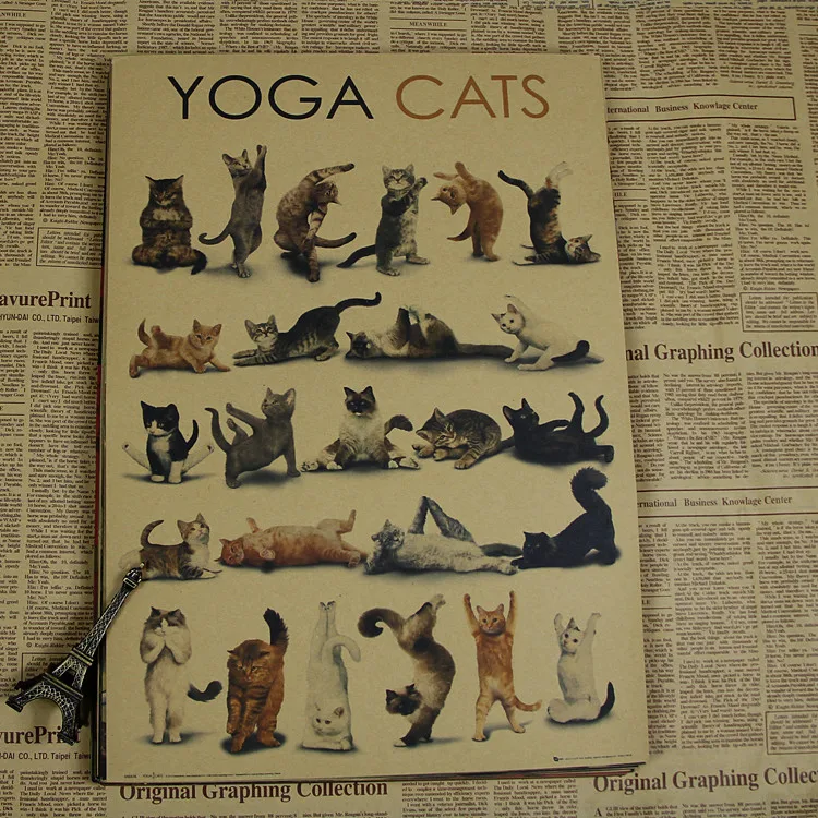 ВИНТАЖНЫЙ ПЛАКАТ с милым котом и животными Настенная Наклейка в стиле ретро