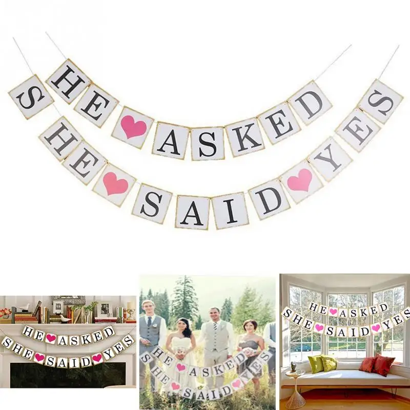 Он попросил она сказала да буквы Романтический овсянка баннер для загородный