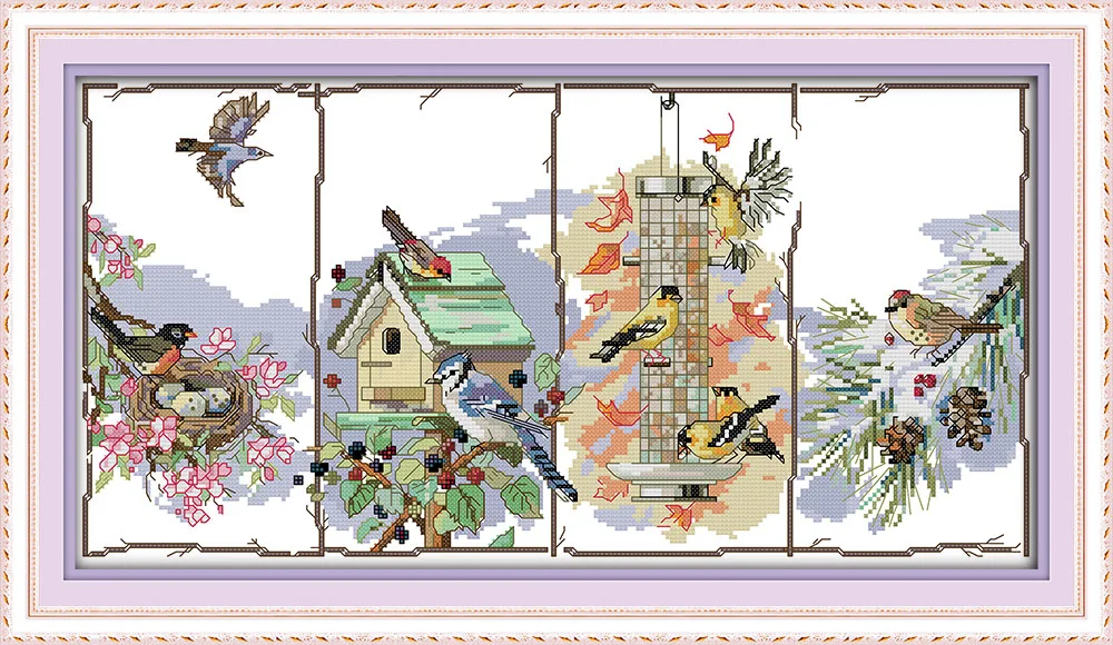 

The birds of the four season cross stitch kit 14ct 11ct patterns count print canvas stitching embroidery DIY handmade needlework