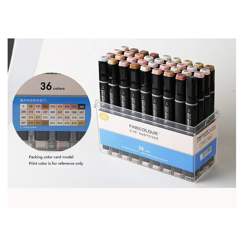 FINECOLOUR Marker12 24 36 цветов двуглавый на спиртовой основе Эскиз маркер ручка набор живопись Эскиз школьные принадлежности для студентов - Цвет: 36 color set