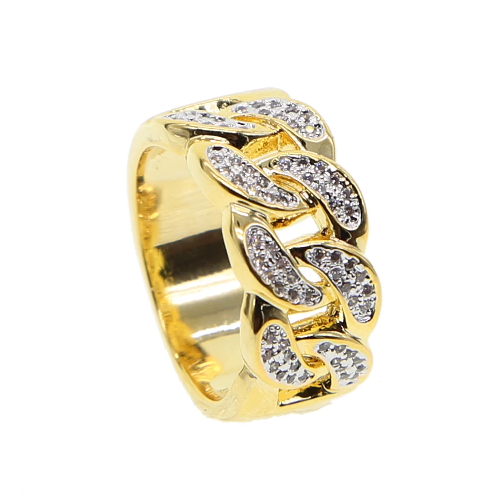 New Mans Trendy 2022 Rings Gold Color Top Quality Bling Ice Out AAA CZ Hip Hop Punk Ring In Promotions Cuban Link Chain | Украшения и