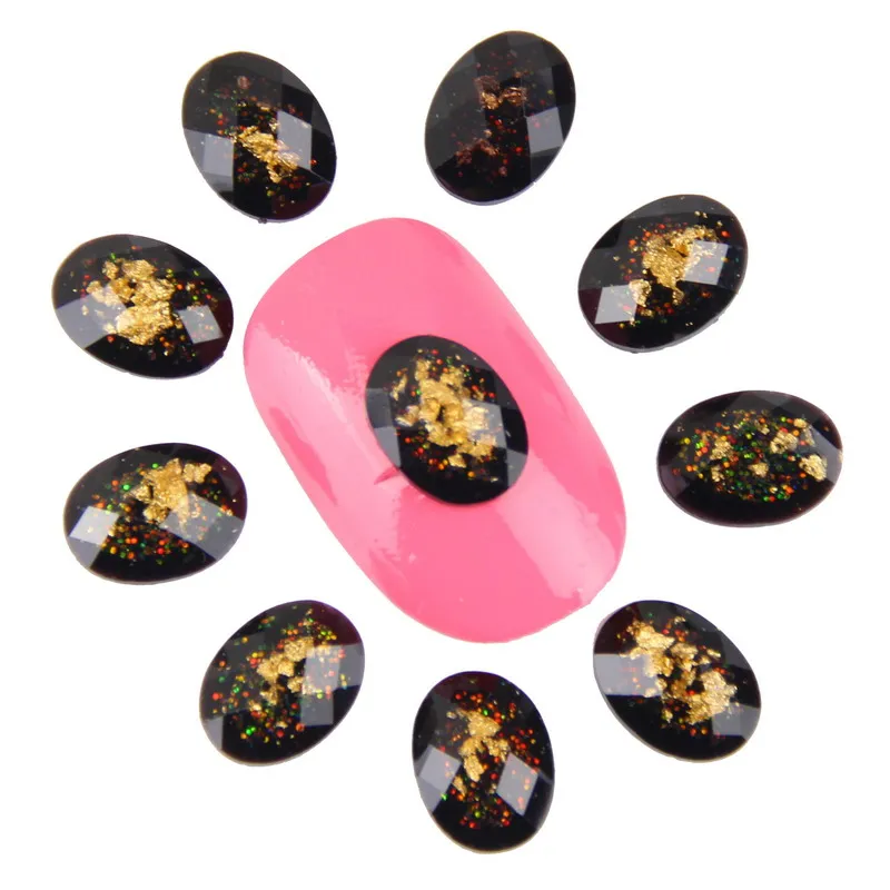 10 шт./лот черный цвет овальные женские украшения для ногтей аксессуары смола с