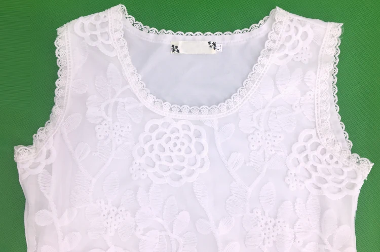 Женская блузка без рукавов, летняя, шифоновая, кружевная, топ, Blusas, женская одежда, женские топы, новые блузки, рубашки, черные, белые, с цветами