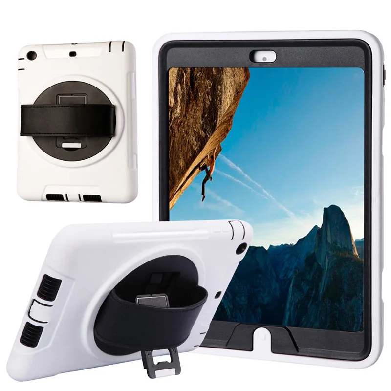 White for iPad 2 3 4 Кожаная сумка с ремешком вокруг чехол для Apple iPad 2/3/4 дети Безопасный мягкий силиконовый ударопрочный повышенной прочности с протекторным рисунком и подставкой для рук Функция удержания дл iPad 234 - Цвет: White for iPad 2 3 4