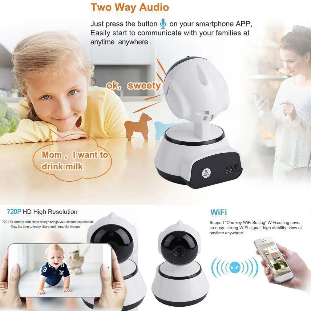 JCWHCAM 720P домашняя IP камера безопасности Беспроводная умная WiFi Wi Fi запись