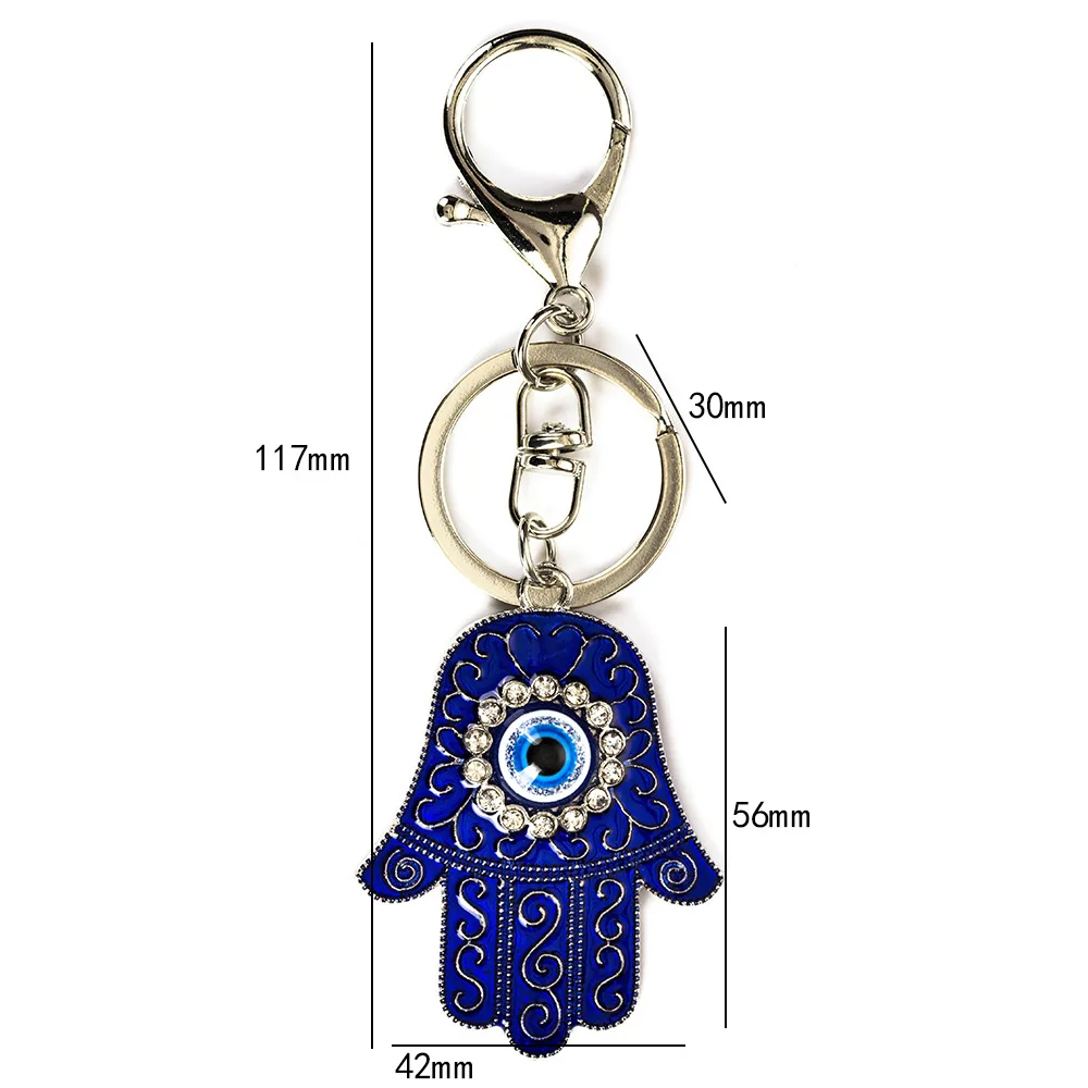 blue Lucky Eye ХАМСА брелок в виде руки синий злой брелок для ключей в форме глаза животное Омар сумка автомобильный брелок кольцо для мужчин женщин ювелирные изделия EY157140 - Цвет: blue