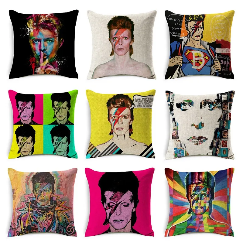 

Europe American Rock POP Style Colourful David Bowie Cushion Cover Home Decorative Sofa Throw Pillow case Almofada Cojines