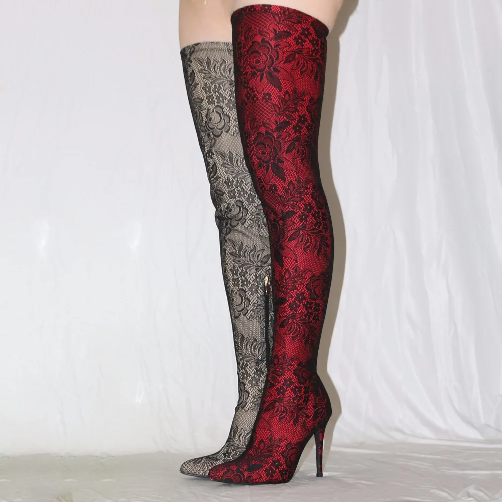 Женские сапоги с вышивкой и сеткой на высоком каблуке 10 5 см | Обувь