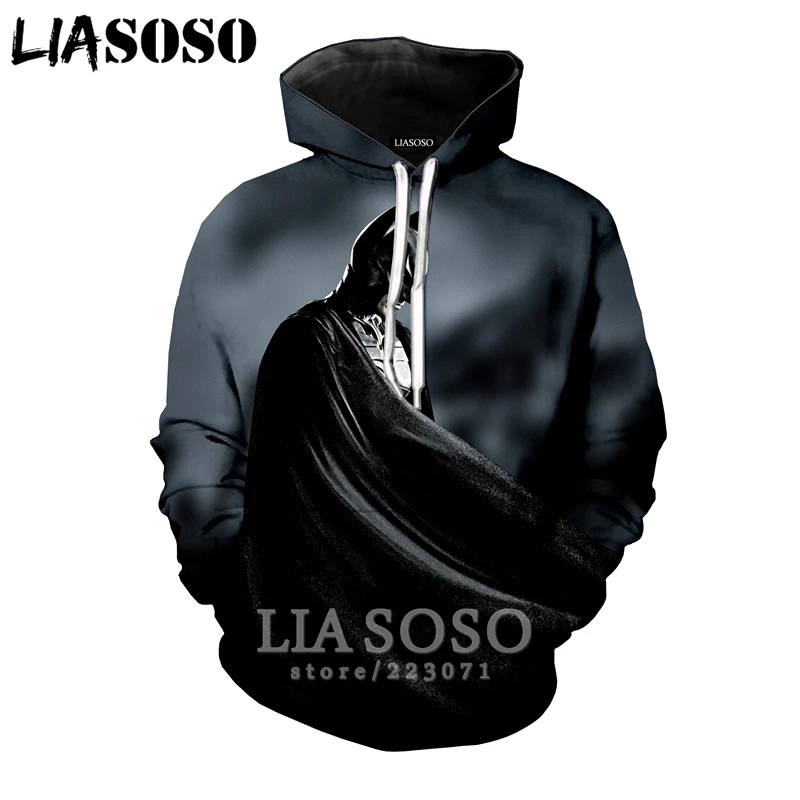 LIASOSO зимняя новая мода для мужчин и женщин 3D принт фильм Бэтмен Толстовка Harajuku