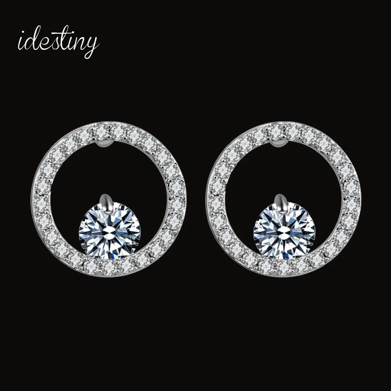 round white stone studs trendy wedding party jewelry for women accessories best bijoux gift girls | Украшения и аксессуары