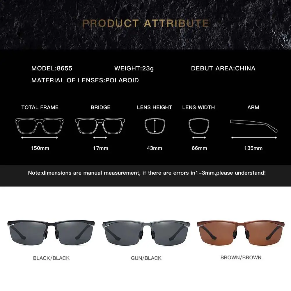 Raydem Aluminum Magnesium Men's Sunglasses Polarized Coating Mirror Sun Glasses oculos Male Eyewear Accessories For Men 8655 |