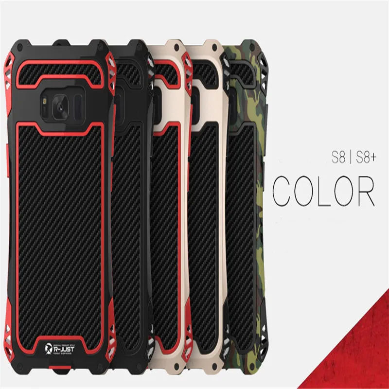 For Samsung S8 case &amp plus Case Cove Shockproof Carbon Fiber Aluminum Metal Armor Galaxy Silicon + |