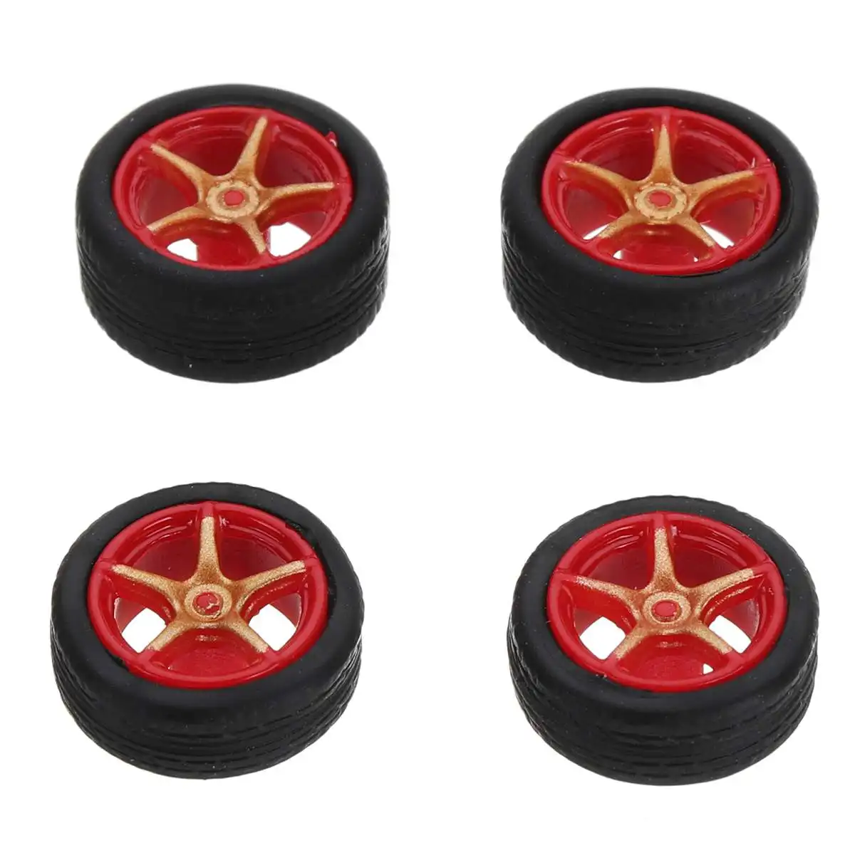 B Gold Red 1: 64 автомобильные колеса, модифицированные автомобильные Литые резиновые колеса для 1/64 автомобилей, 4 колеса, один набор, сделай сам, сборка - Цвет: B Gold Red