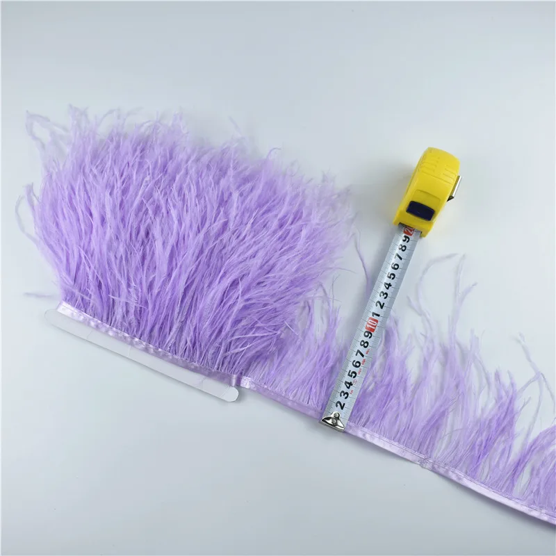 1 метр, 10-15 см, цветные, настоящие страусиные перья, бахрома для юбки, платья, ленты, перья для рукоделия, аксессуары для одежды - Цвет: 15 Light Purple