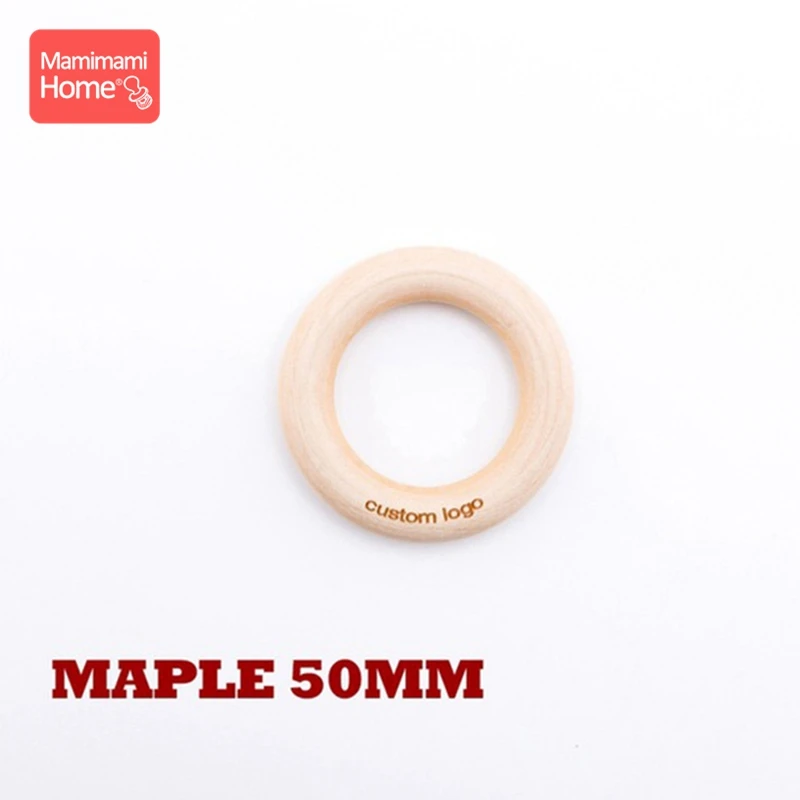 Maple Wood50mm Mamihome 50 шт., деревянное кольцо с логотипом, детский прорезыватель, без БФА, буковое кольцо, игрушки для прорезывания зубов, сделай сам, браслеты для кормления, подарки, жевательные Грызуны - Цвет: Maple Wood50mm