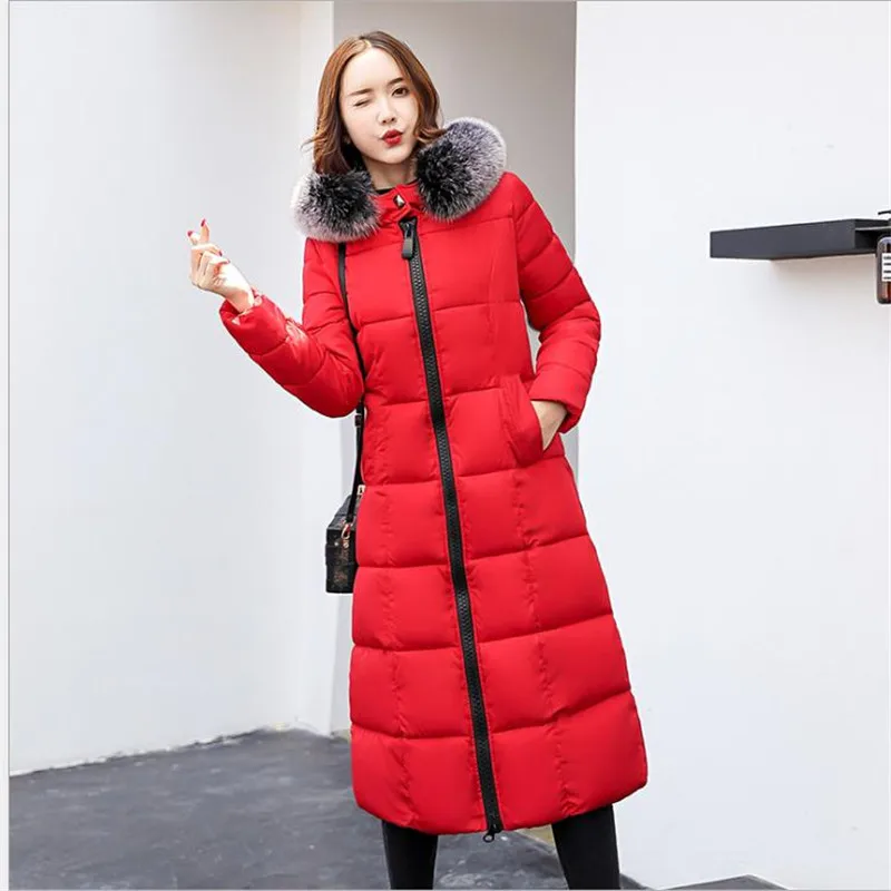 Женская длинная парка с капюшоном зимняя хлопковая куртка на молнии мягким