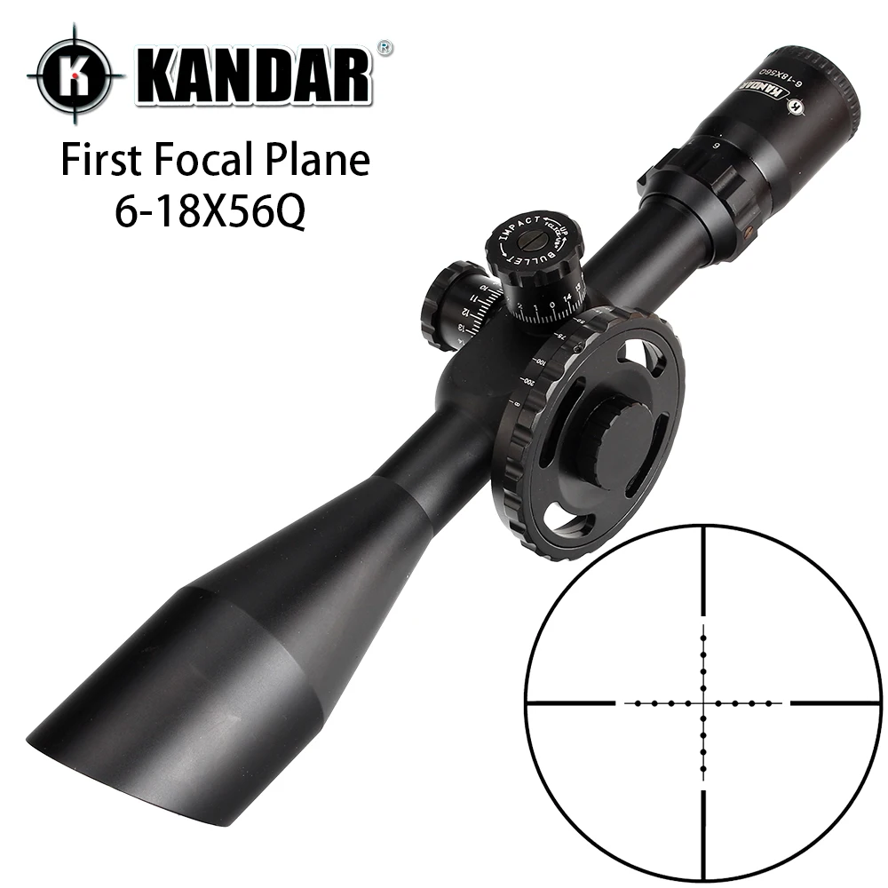 KANDAR 6-18X56Q оптический первый фокальный самолет охотничьи оптические прицелы Parallax Mil точечное стекло травленая сетка башенки сброс область
