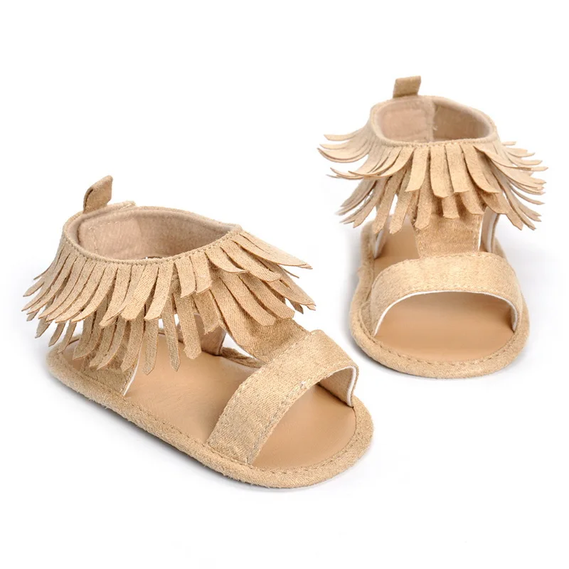 beige Модное летнее платье с двойными кисточками ПУ кожаные сандалии для детей Для мальчиков и девочек сандалии на мягкой подошве для детей детские сандалии; туфли - Цвет: beige