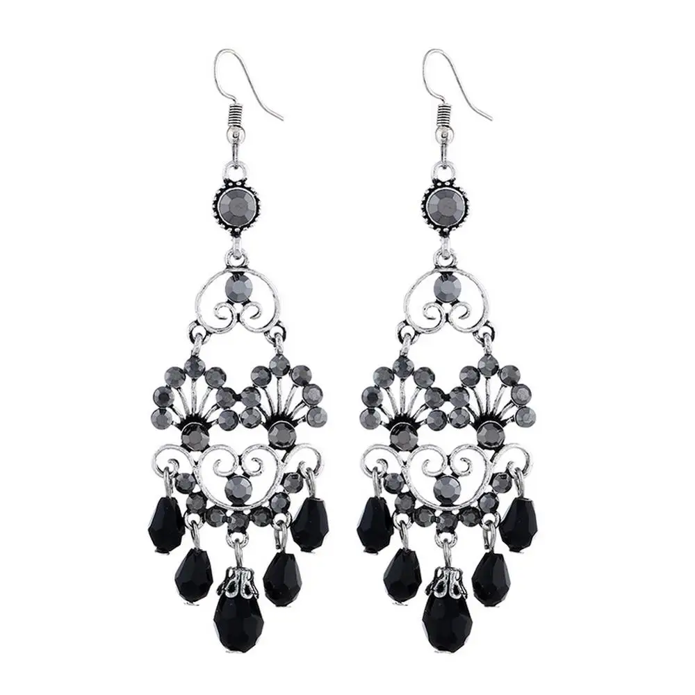 Rhinestone Dangle Drop Tibetan Silver Ethnic Bohemia Earrings Dainty Chandelier | Украшения и аксессуары