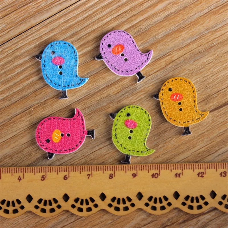 50 шт./лот Разноцветные деревянные пуговицы с 2 отверстиями для шитья и