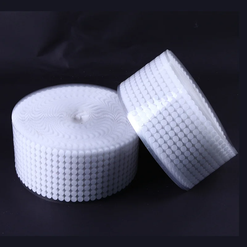 White 15mm 100pair 100 пар Самоклеящиеся Застежки лента 10/15/20/25/30 мм сильный клей точки Стикеры крюк и петля; цвет белый, черный; Круглый Монеты нейлоновая лента - Цвет: White 15mm 100pair