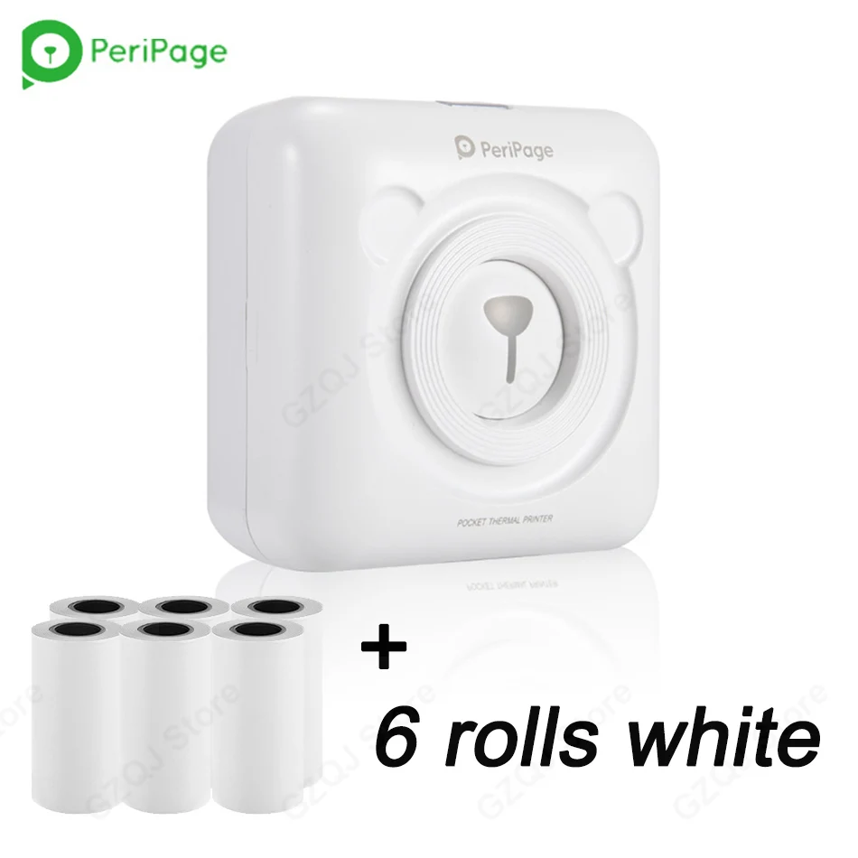 WH 6 Rolls White Этикетка Mini Pocket Photo Printer Мобильный телефон Портативный ручной принтер Маленький принтер Mini Picture Printer для телефона Android IOS - Цвет: WH 6 Rolls White