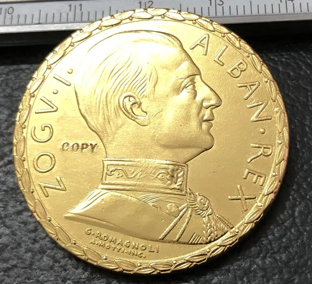 1928 Albania 100 Franga Ari-Zog I prova узор Золотая копия монет(тип 1