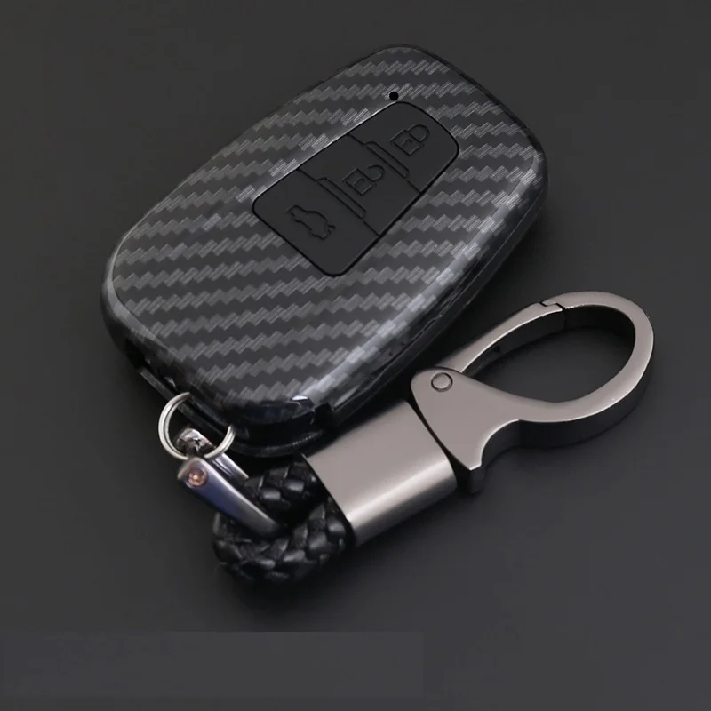 3Button Carbon black Углеродное волокно ABS интеллектуальный пульт дистанционного управления брелок, чехол для ключей в виде ракушки для Toyota CHR C-HR Prado Prius Camry Corolla RAV4 2/3/4 кнопки - Название цвета: 3Button Carbon black