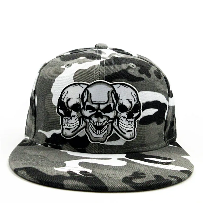 LDSLYJR хлопковая бейсболка с вышивкой черепа Кепка в стиле хип хоп регулируемые