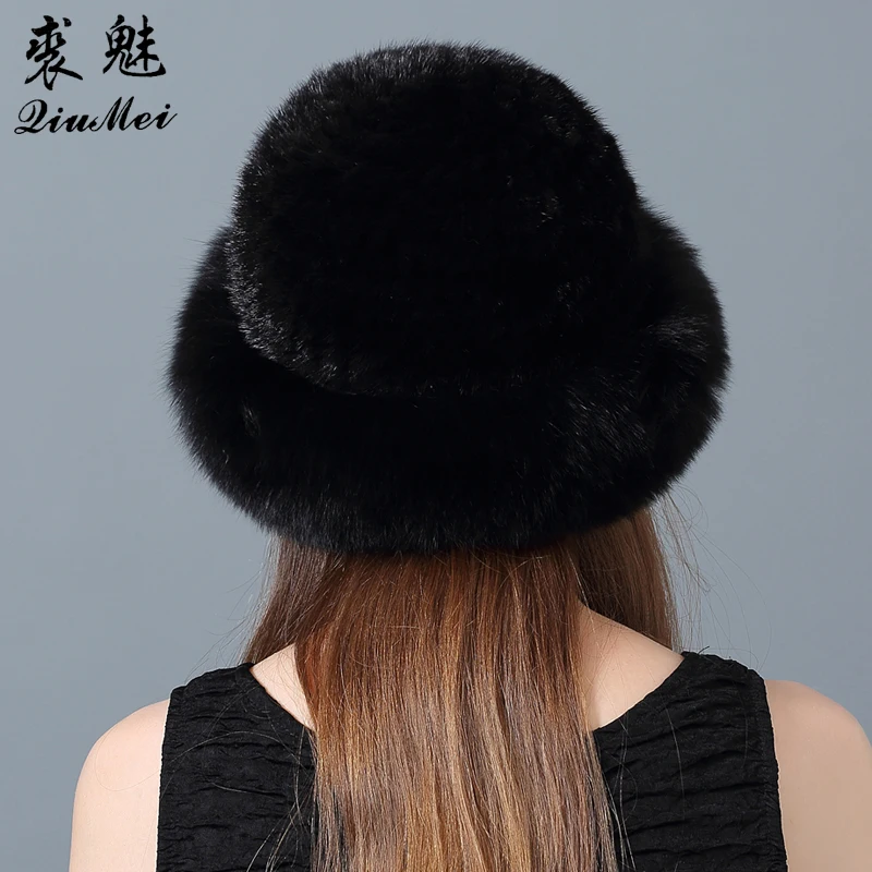 Женская трикотажная Шапка бини с отделкой из натурального меха норки|mink fur hats|fur