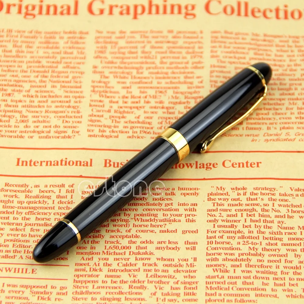 Jinhao X450 ручка черная средняя перо золотая отделка авторучка хороший подарок 24