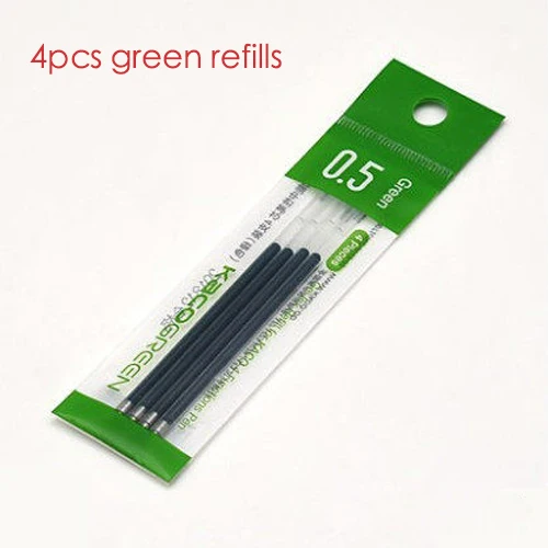greenrefills Новинка Xiaomi KACO EASY 4 в 1 многофункциональные ручки 4 цвета 0,5 мм черный синий красный зеленый стержень сменный гелевый ручка для офиса студента - Цвет: greenrefills