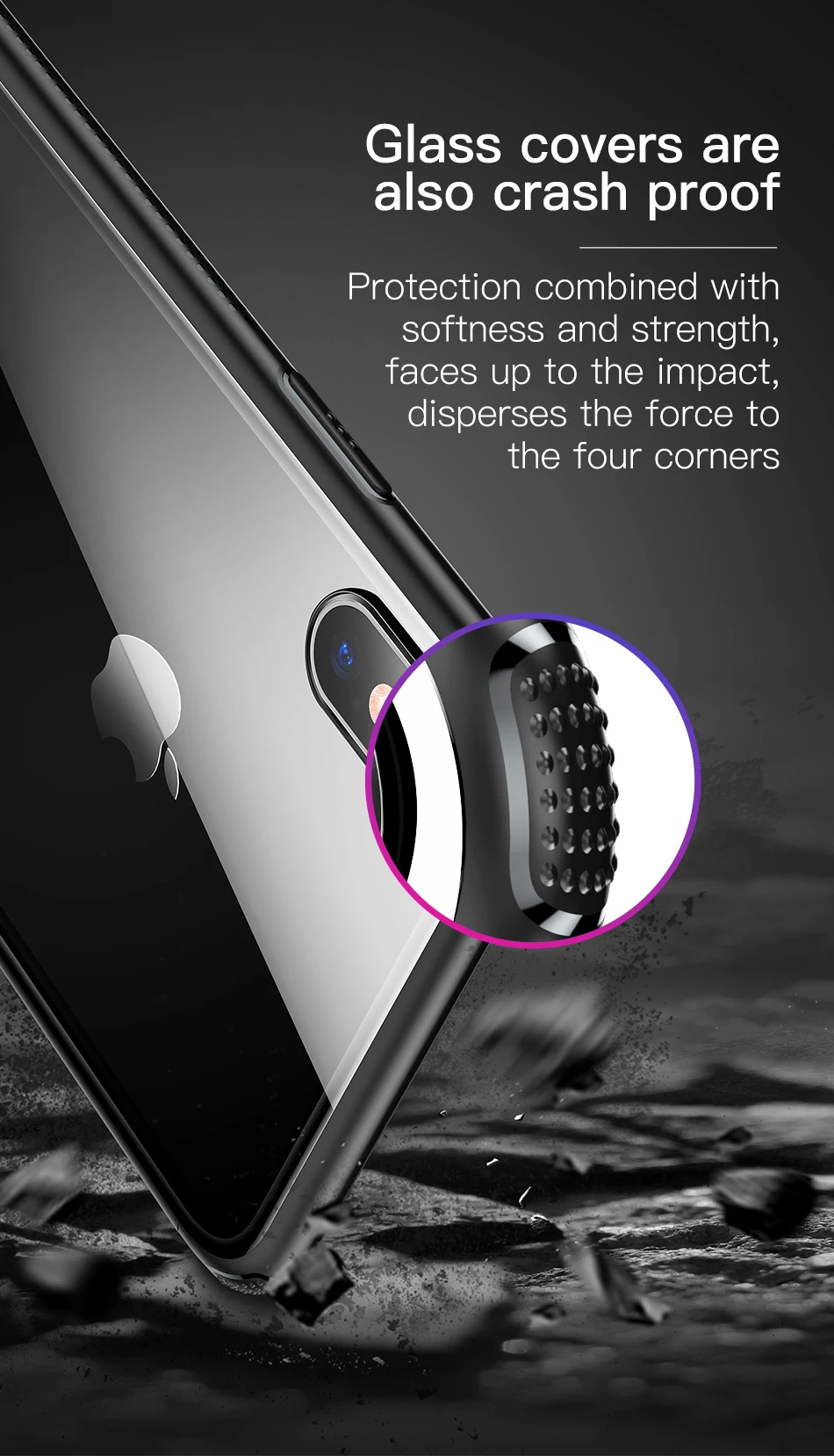 Baseus роскошный чехол из закаленного стекла для телефона для iPhone Xs XR Xs Max защитный чехол s Мягкий чехол с краями из ТПУ задняя крышка чехол для телефона