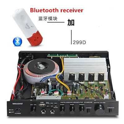 AV-299D 120 Вт 4 Ом 2,0 канальный HIFI fever 1941/5198 Power tube домашний Bluetooth аудио усилитель с USB SD MP3 микрофоном