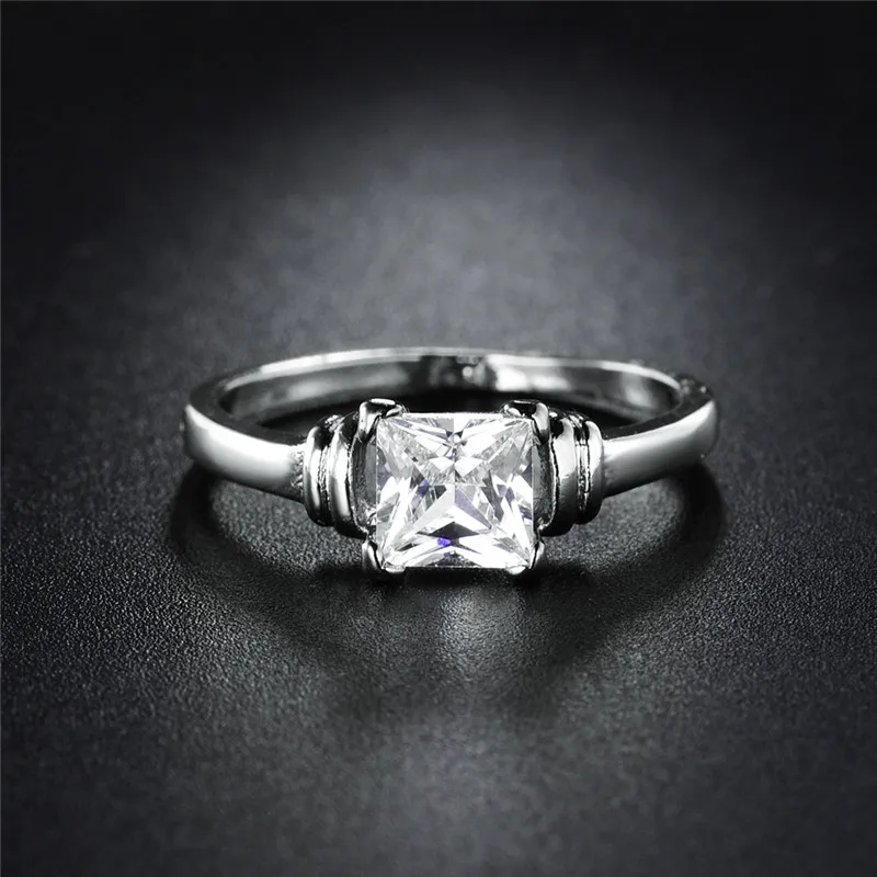 GULICX Брендовое модное кольцо принцессы с кристаллами на палец для женщин белое