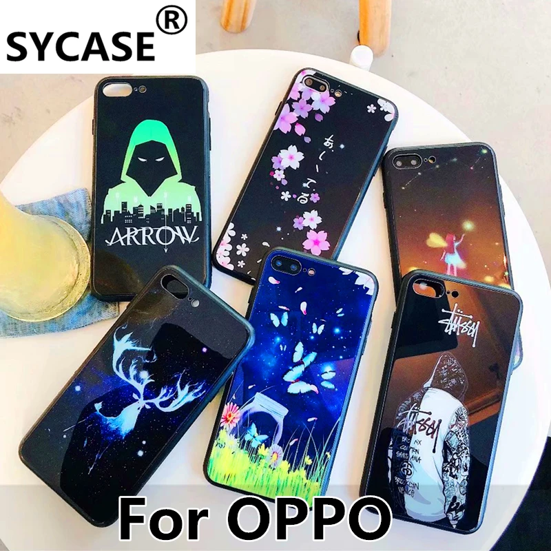 SYCASE световой пятнистости Стекло чехол для телефона OPPO R9 R9S R11 R11S R15 мечта R17 Plus все